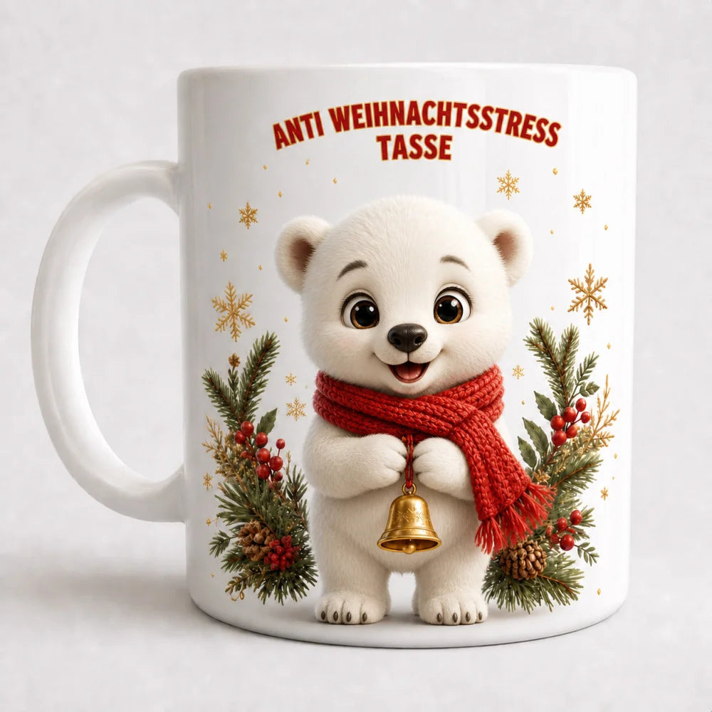 Anti Weihnachtsstress Weihnachten Tasse 325 ml – süße 3D-Tiere - WS-Trend.de