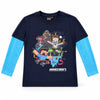 Minecraft Steve und Creeper Langarmshirt blau-türkis