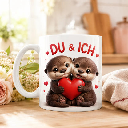 Liebestasse Tiermotiv - Kaffeetasse Geschenk fuer Partner 330 ml weiss - WS-Trend.de