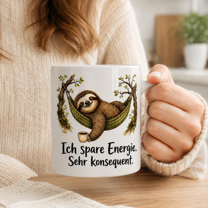 Faultier Anti-Stress-Tasse - lustiger Spruch - weiß aus Keramik 330 ml - WS-Trend.de