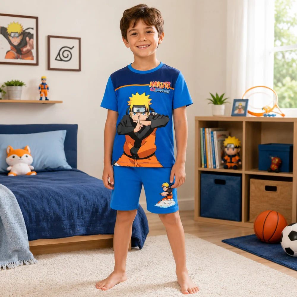 Anime Naruto Shippuden Sommerset Shorts plus T-Shirt Gr. 104 bis 140 Baumwolle - WS-Trend.de