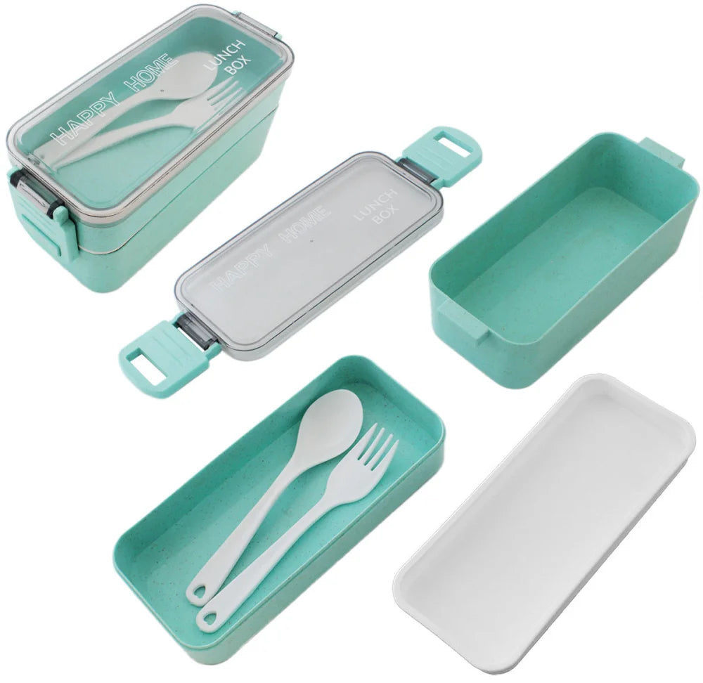 Lunchbox WS-Trend 3-teiliges Kinder-Lunch-Set – Brotdose 750 ml Doppel-Fächer Besteck - WS-Trend.de