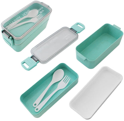 Lunchbox WS-Trend 3-teiliges Kinder-Lunch-Set – Brotdose 750 ml Doppel-Fächer Besteck - WS-Trend.de