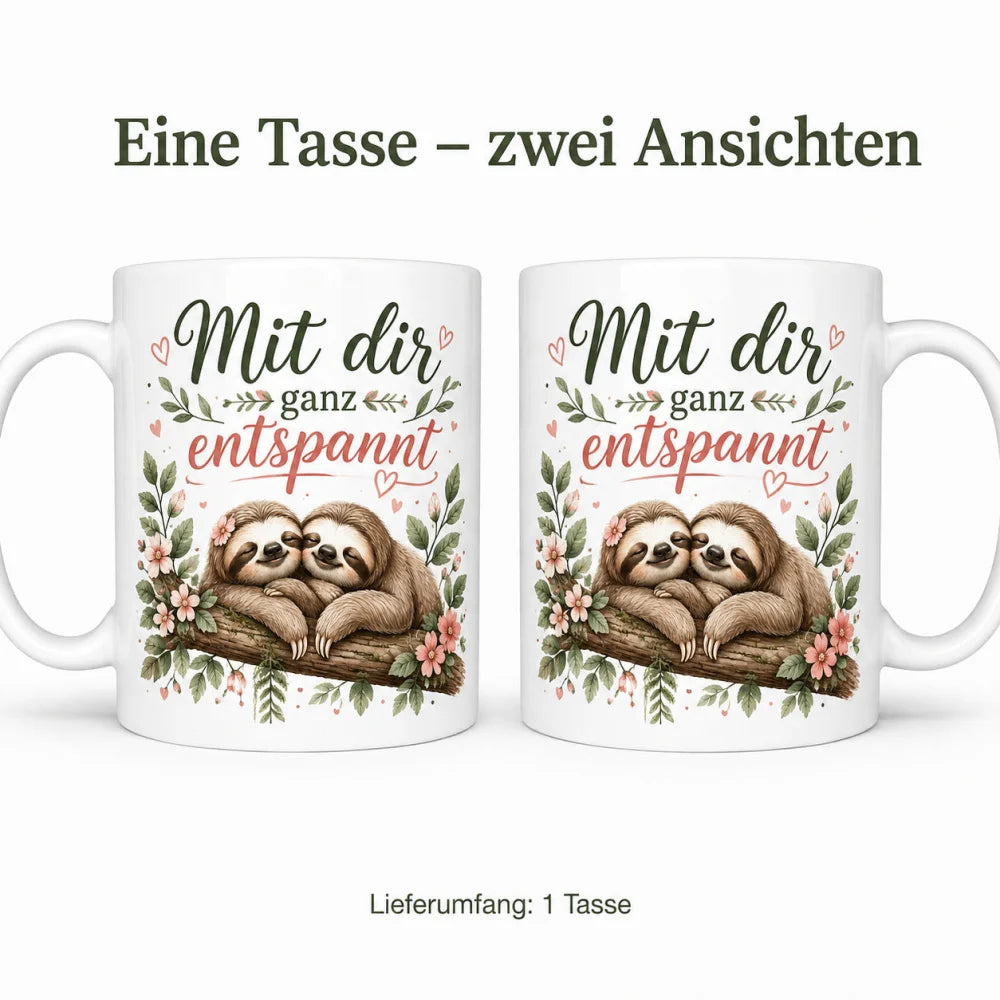 Faultier-Tasse mit Liebesspruch - Geschenk zum Valentinstag beidseitig - WS-Trend.de
