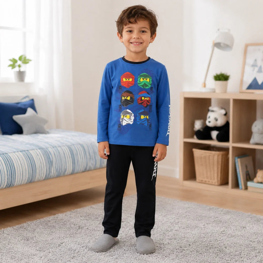 LEGO® Ninjago Jungen Kinder Pyjama Schlafanzug 98 -104 Kai Jay Zane Lloyd - WS-Trend.de