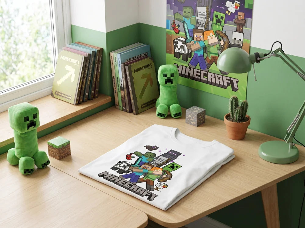 Minecraft Gamer Creeper Kinder T-Shirt Kurzarm Shirt Gr. 116-146 100% Baumwolle - WS-Trend.de