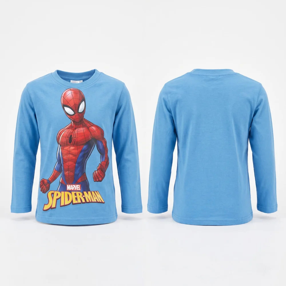 Marvel Spider-Man Jungen Langarmshirt Baumwolle Dunkelblau oder Hellblau 98–128 - WS-Trend.de