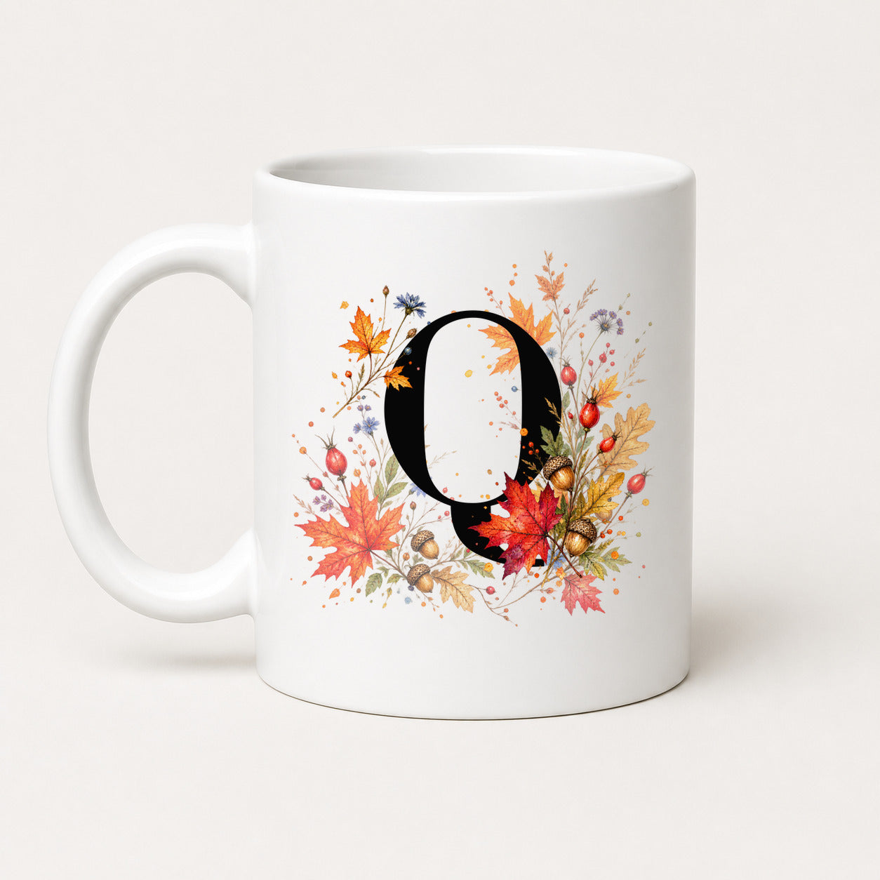 Herbst Tasse A-Z Buchstaben 325 ml Keramik Geschenkidee personalisiert