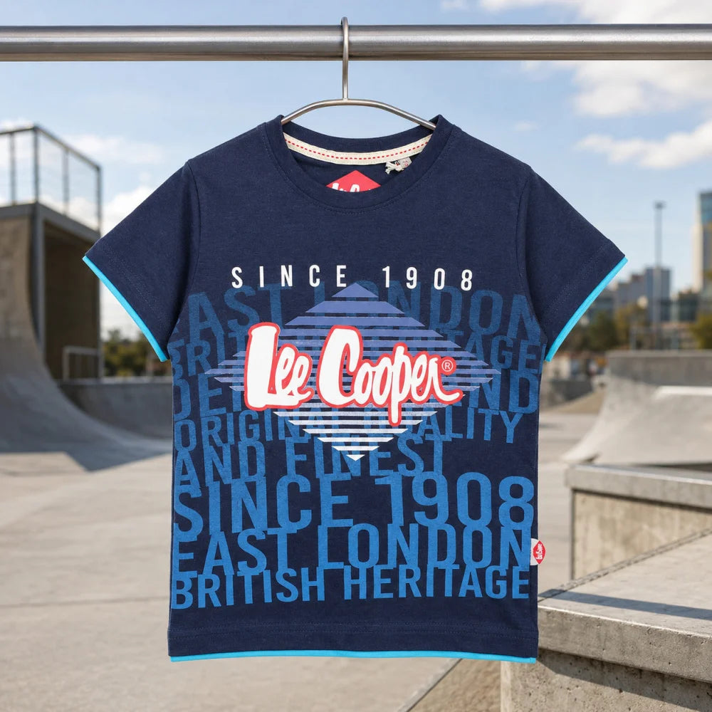 Lee Cooper Kinder Jungen T-Shirt Kurzarm Shirt 104-152 - 100% Baumwolle - WS-Trend.de