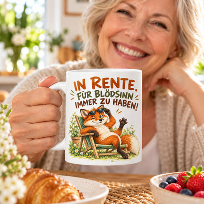 Rententasse mit Spruch Keramik 330ml Geschenk zum Ruhestand beidseitig