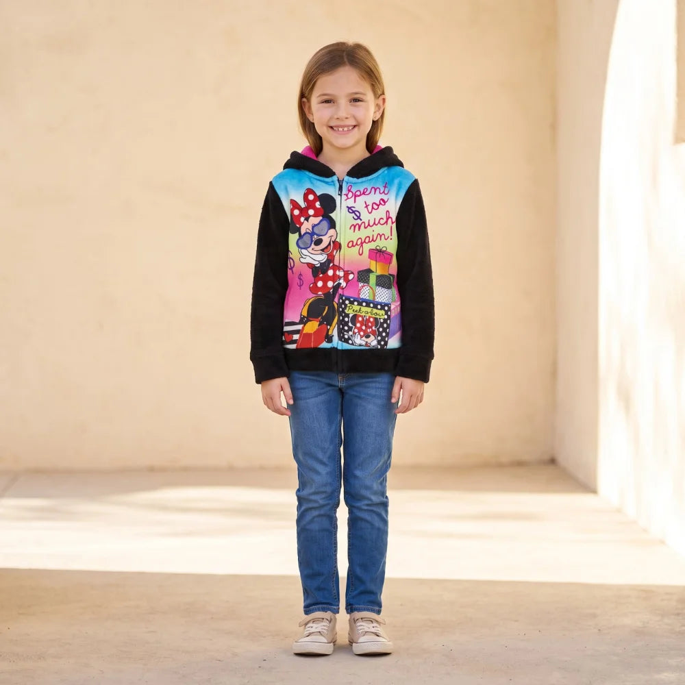 Disney Minnie Maus Kinder Coral-Fleece Kapuzenjacke Schwarz Gr. 98–128 - WS-Trend.de