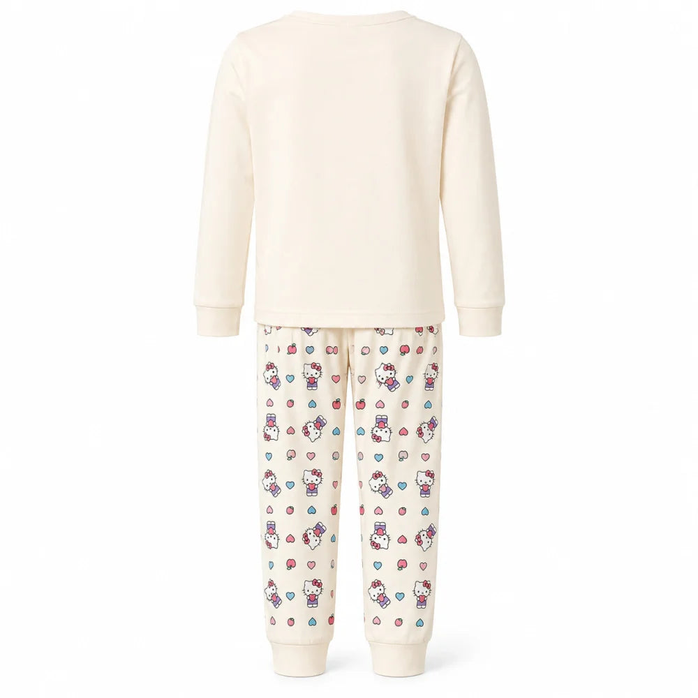 Hello Kitty Kinder Mädchen langarm Schlafanzug Pyjama 104-128 - 100% Baumwolle - WS-Trend.de