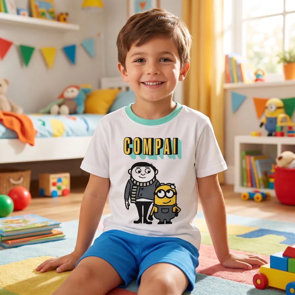 Die Minions Gru Kinder Jungen Pyjama Schlafanzug Baumwolle 104-134 Blau Weiß - WS-Trend.de