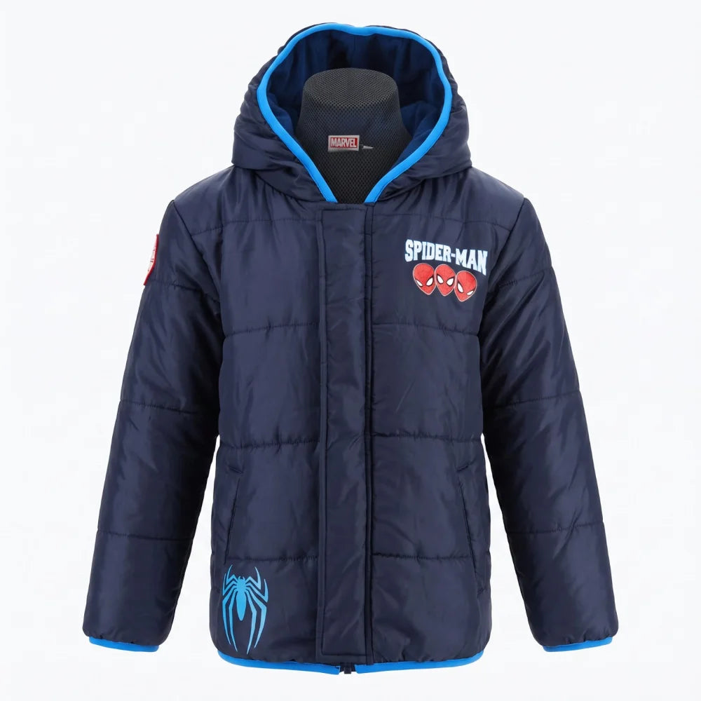 Marvel Spiderman Kinder Winterjacke Jungen Jacke mit Kapuze Gr. 98 bis 128 - WS-Trend.de