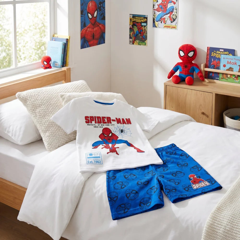 Marvel Spiderman Kinder kurz Pyjama Schlafanzug Shirt Shorts Gr. 98 bis 128 - WS-Trend.de