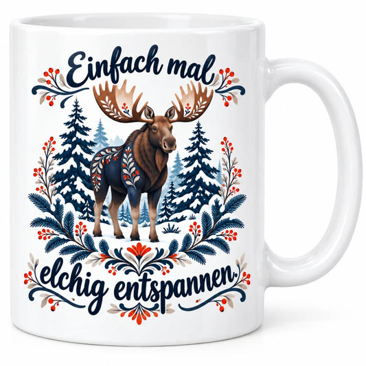 Elch Wintertasse mit Spruch aus Keramik 330 ml Geschenk zu Weihnachten - WS-Trend.de