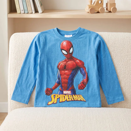 Marvel Spider-Man Jungen Langarmshirt Baumwolle Dunkelblau oder Hellblau 98–128 - WS-Trend.de
