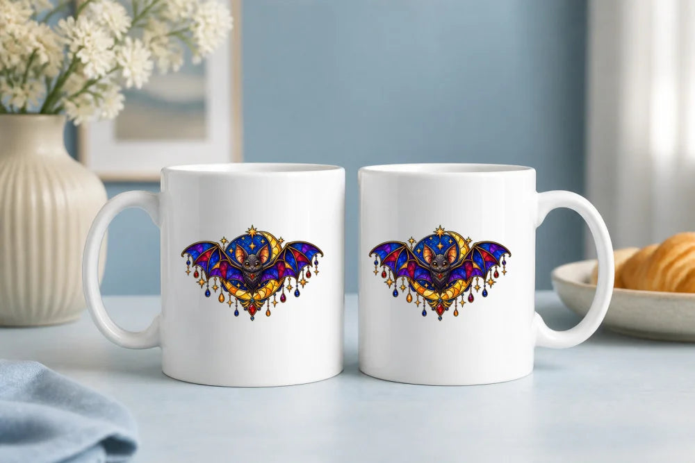Halloween Tasse Fledermaus 325 ml Keramik Buntglas Geschenk - WS-Trend.de