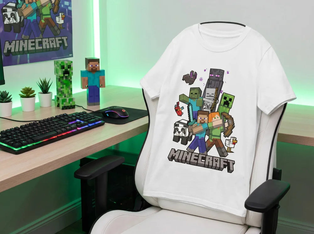 Minecraft Gamer Creeper Kinder T-Shirt Kurzarm Shirt Gr. 116-146 100% Baumwolle - WS-Trend.de