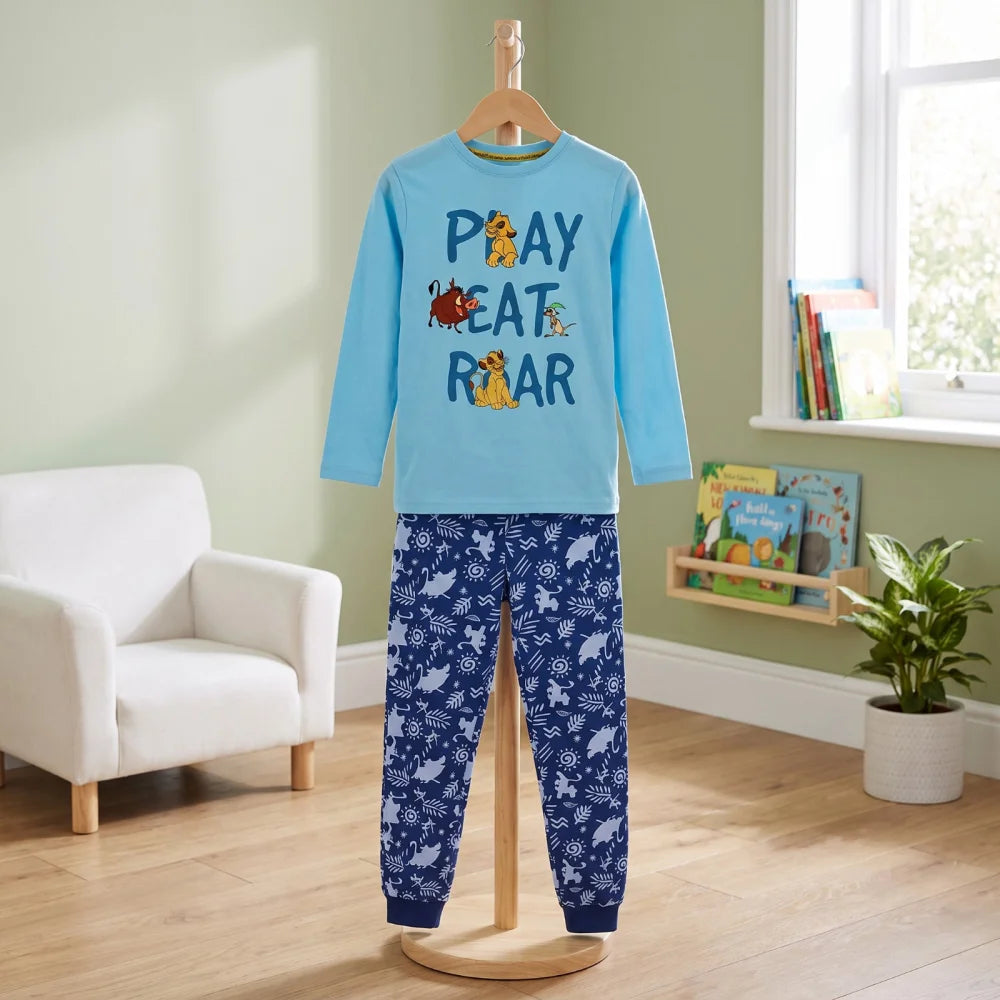 König Der Löwen Simba Kinder Jungen langarm Schlafanzug Pyjama Gr. 98-128 - WS-Trend.de