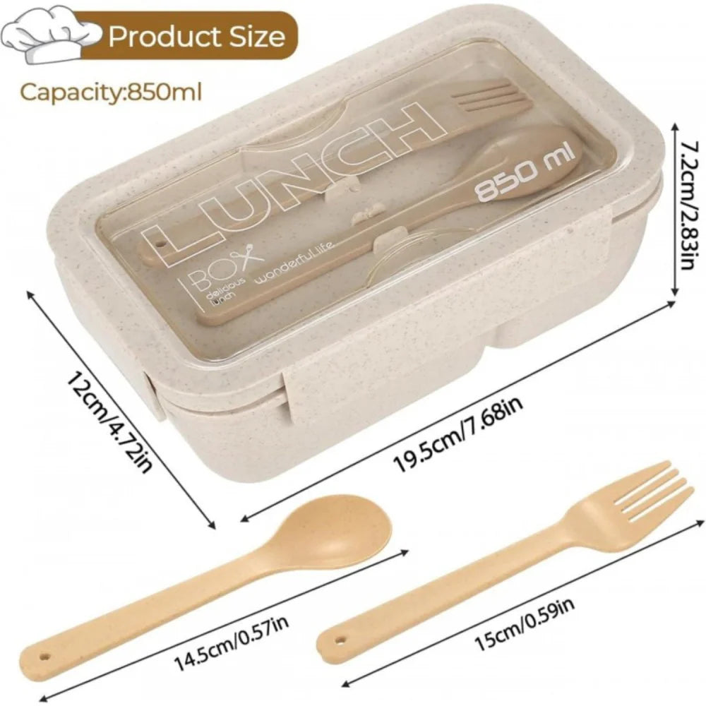 3-teiliges Kinder-Lunch-Set – Brotdose 850 ml mit Doppel-Fächer Besteck - WS-Trend.de