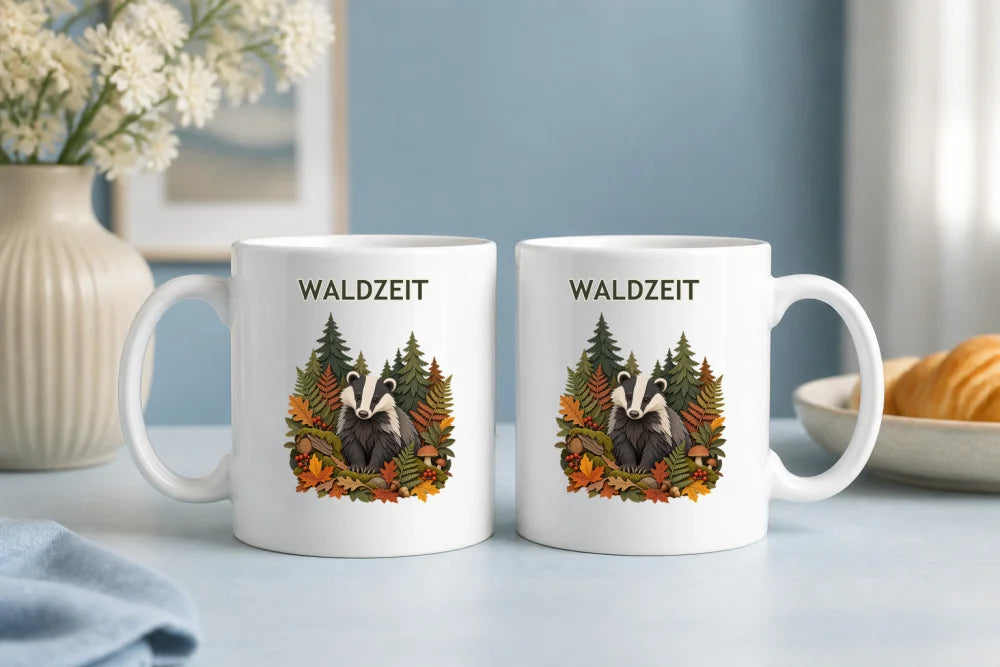 Waldzeit Dachs Tasse – Papercut Keramikbecher 325 ml - WS-Trend.de