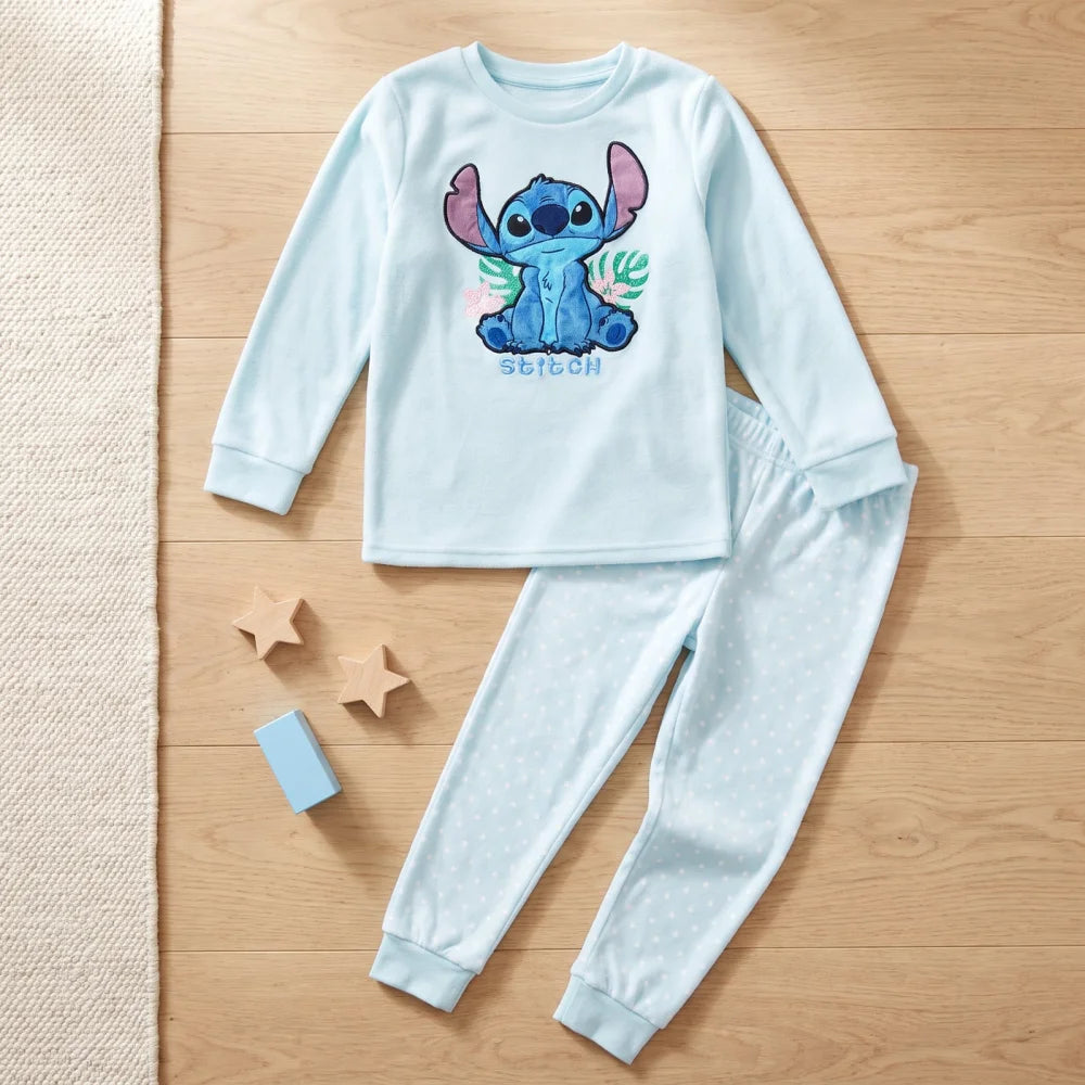 Schlafanzug Disney Stitch Kinder Jungen Velours langarm Pyjama Gr.104 - WS-Trend.de