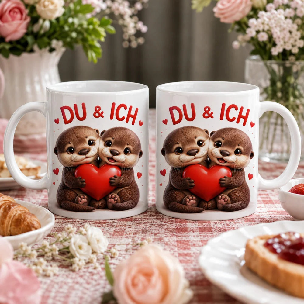Liebestasse Tiermotiv - Kaffeetasse Geschenk fuer Partner 330 ml weiss - WS-Trend.de