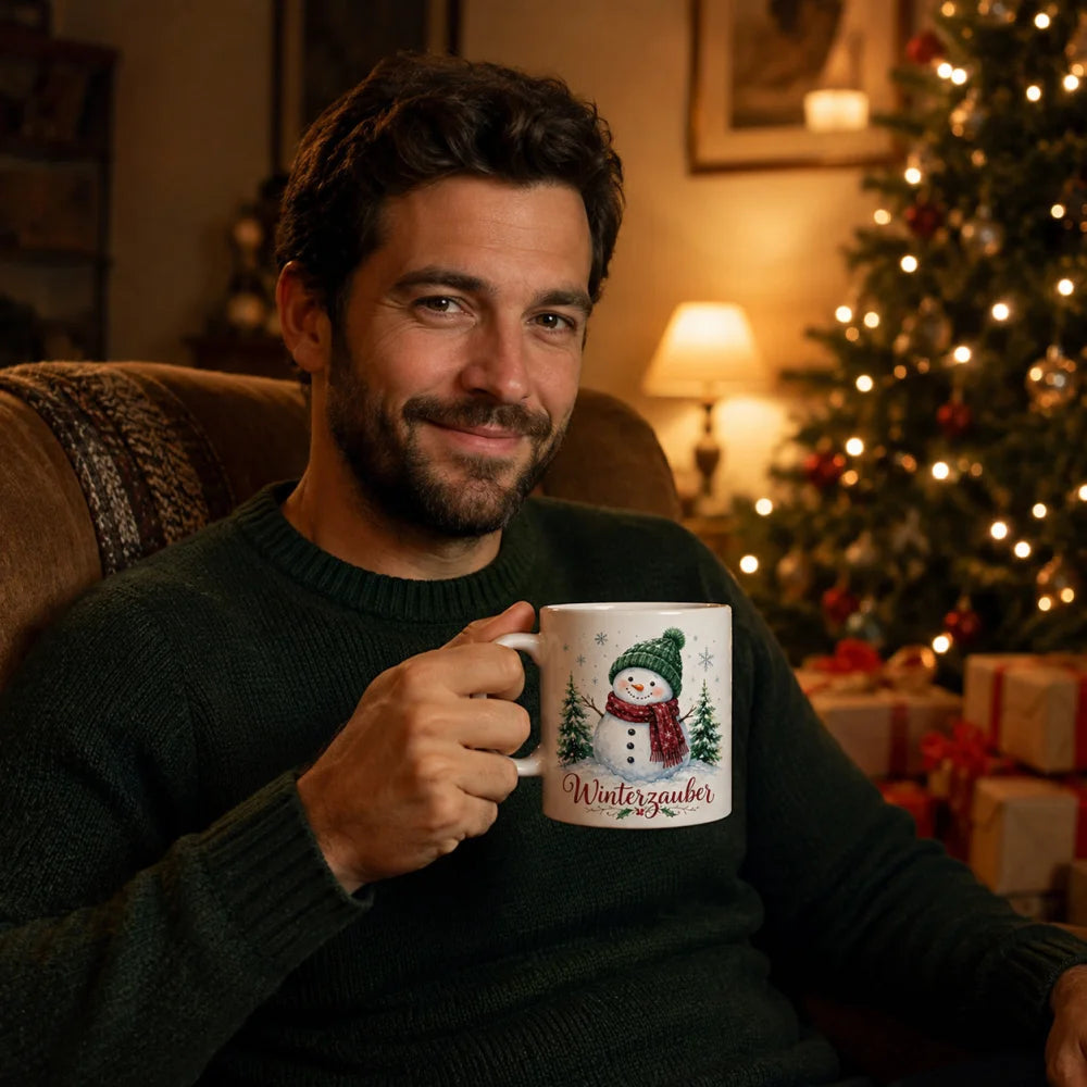 Schneemann Weihnachtstasse - Geschenk zu Weihnachten - weiß mit Spruch - WS-Trend.de