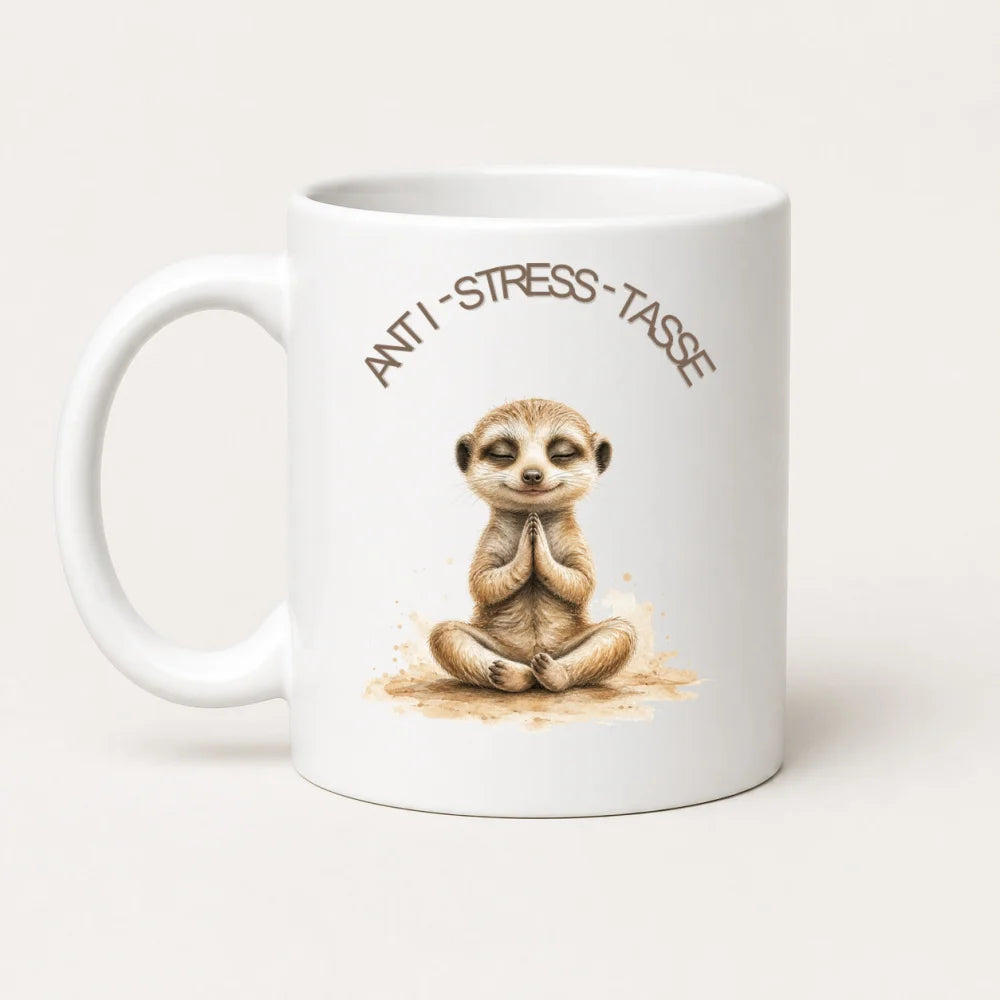 Anti-Stress-Tasse Erdmännchen Aquarell 325 ml Keramik Geschenk - WS-Trend.de