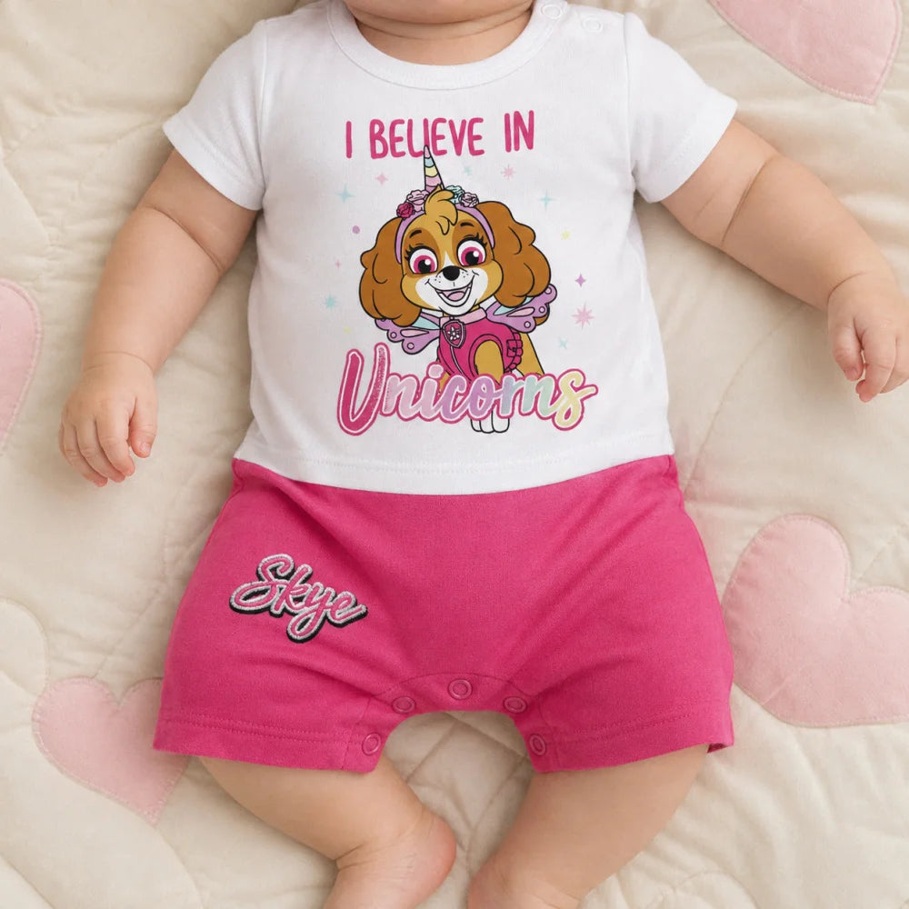 Paw Patrol Mädchen Baby Kurzarm Body Strampler Schlafanzug Gr. 62 bis 86 Skye - WS-Trend.de
