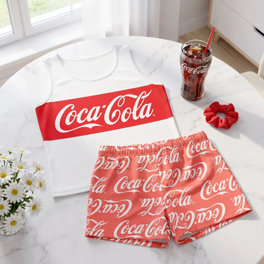 Coca Cola Mädchen Pyjama Schlafanzug Shirt Shorts 134 - 164 Baumwolle - WS-Trend.de