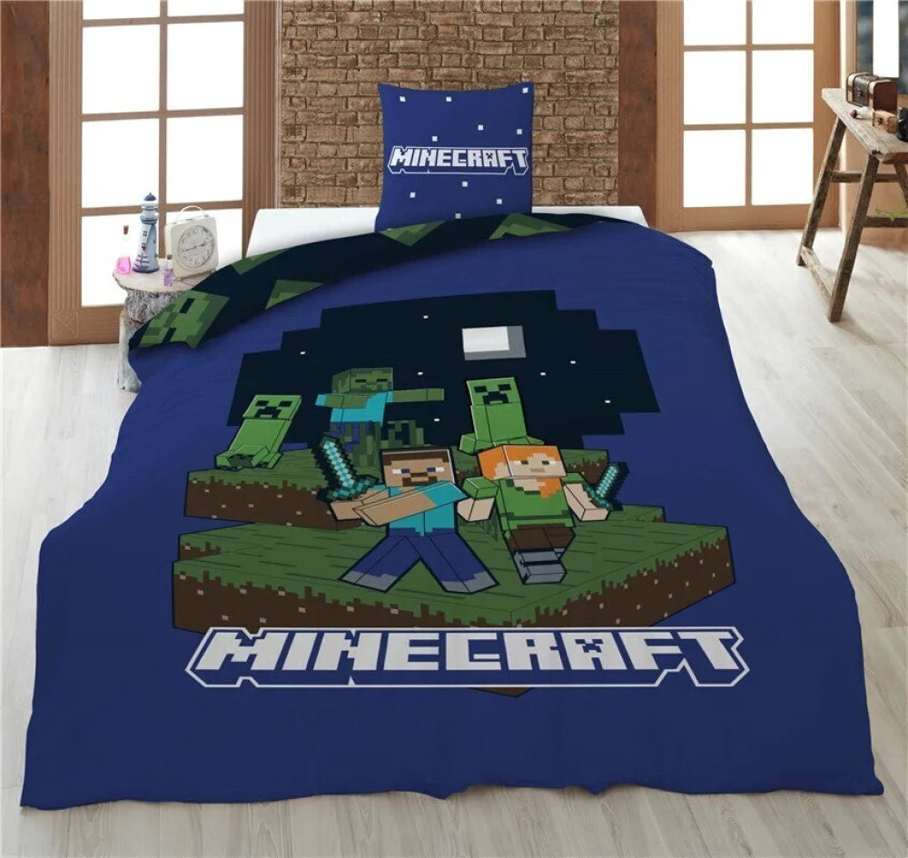 Minecraft Steve und Alex Bettwäsche 135-140x200 + 65x65 cm - WS-Trend.de
