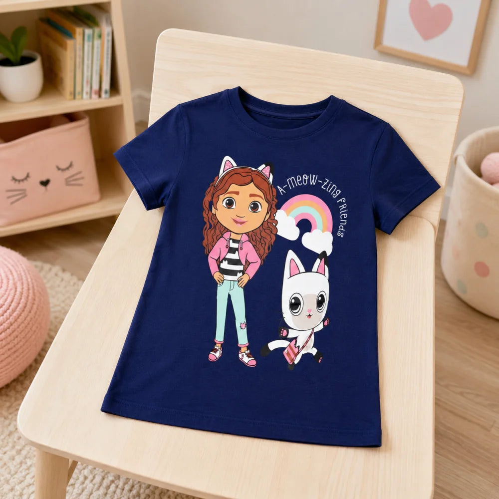 Print-Shirt Gabby’s Dollhouse Netflix Gabbys Mädchen Kinder T-Shirt Shirt 100% Baumwolle - WS-Trend.de