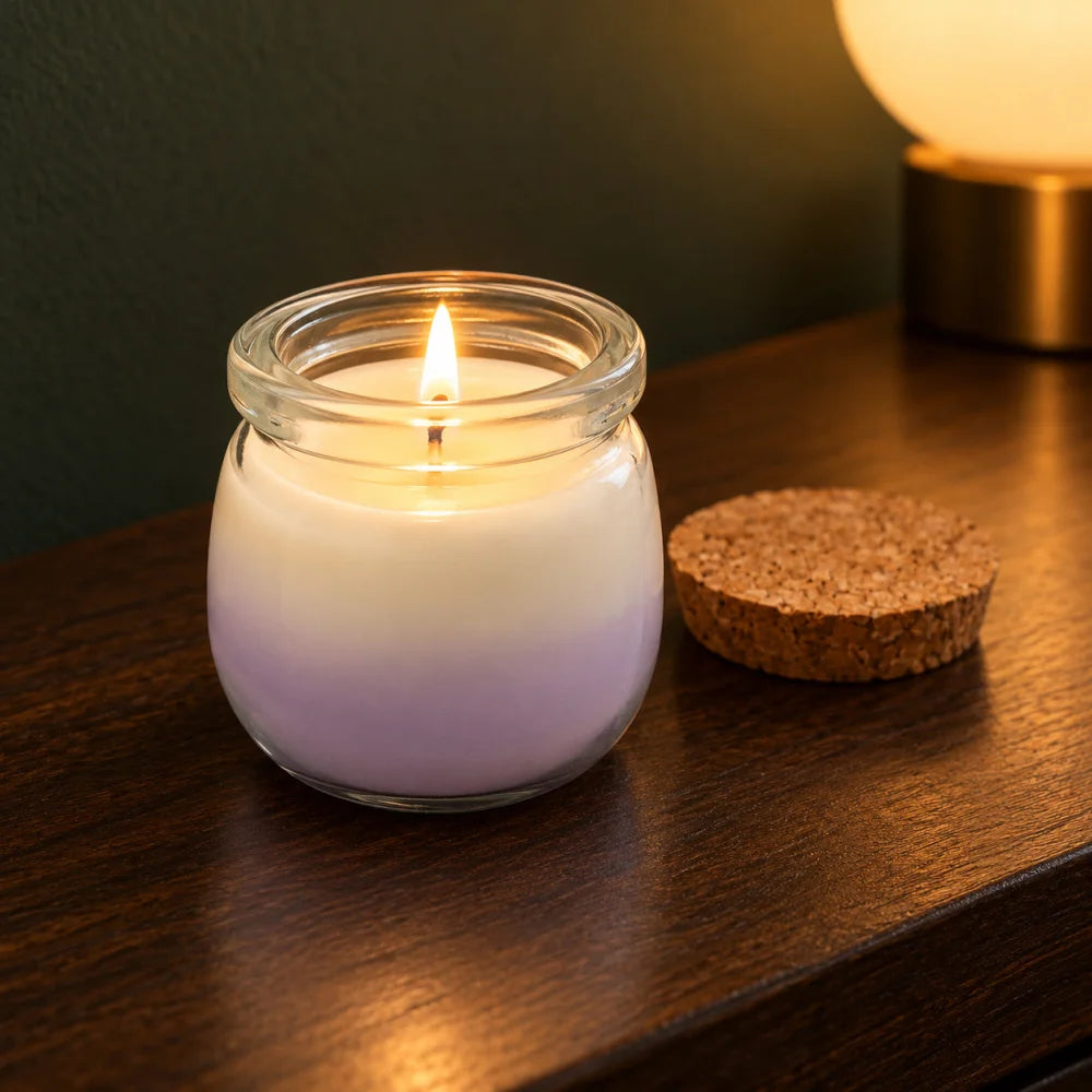 Handgemachte Sojawachskerze im Glas mit Korkdeckel duftfrei 190 g - WS-Trend.de