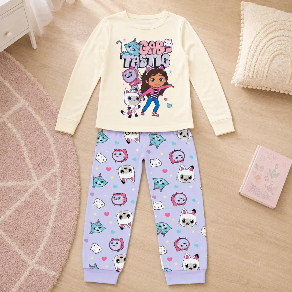 Gabbys Dollhouse Kinder Mädchen langarm Schlafanzug Pyjama 104-128 - 100% Baumwolle - WS-Trend.de
