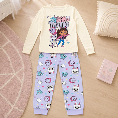 Gabbys Dollhouse Kinder Mädchen langarm Schlafanzug Pyjama 104-128 - 100% Baumwolle - WS-Trend.de