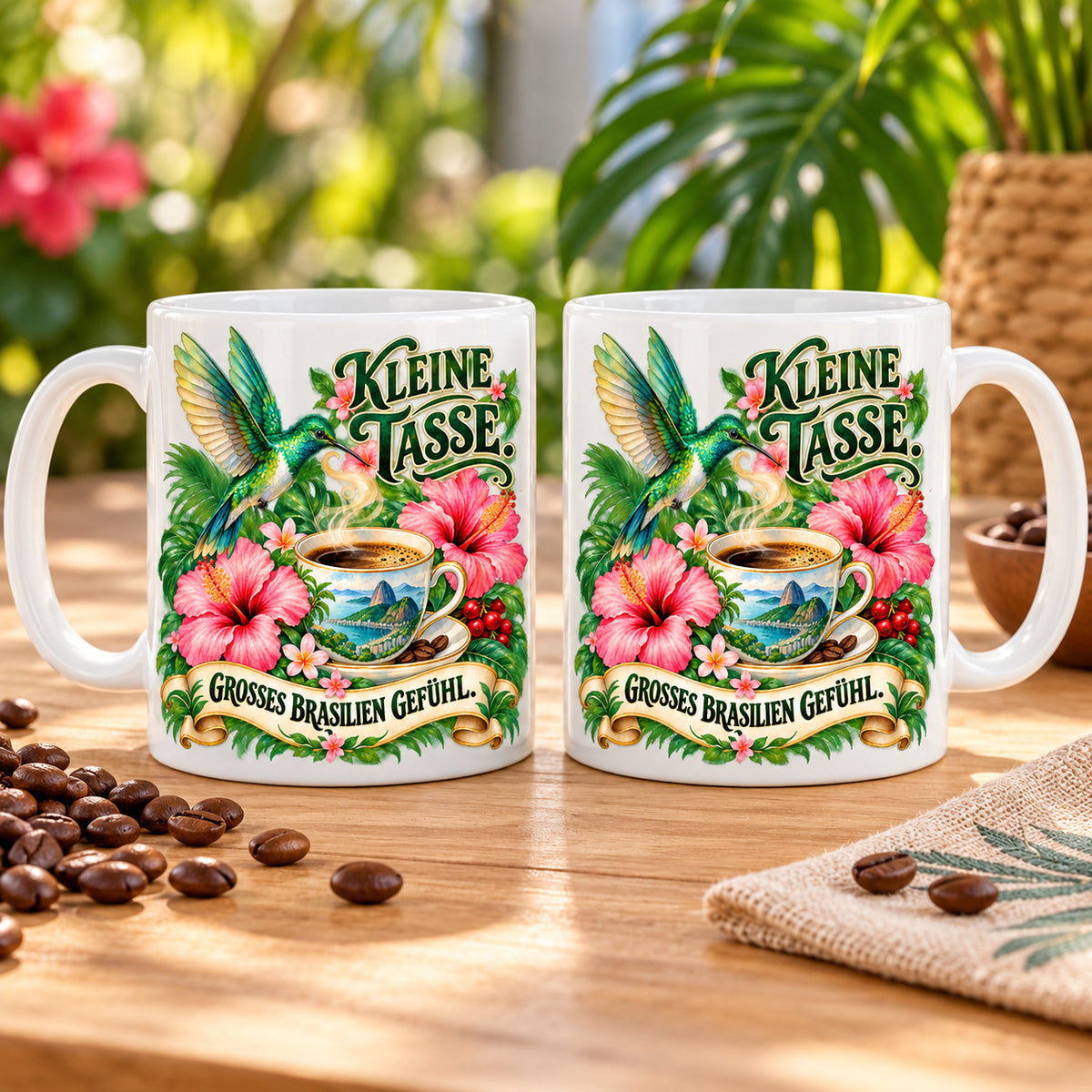 Brasilien Tasse Keramik 330 ml Spruch Geschenk Kaffee Urlaub Tiermotiv