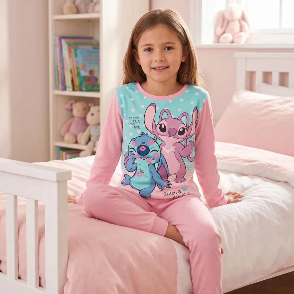 Disney Stitch Kinder Mädchen Schlafanzug Pyjama Shirt Hose Gr. 98-140 Baumwolle - WS-Trend.de
