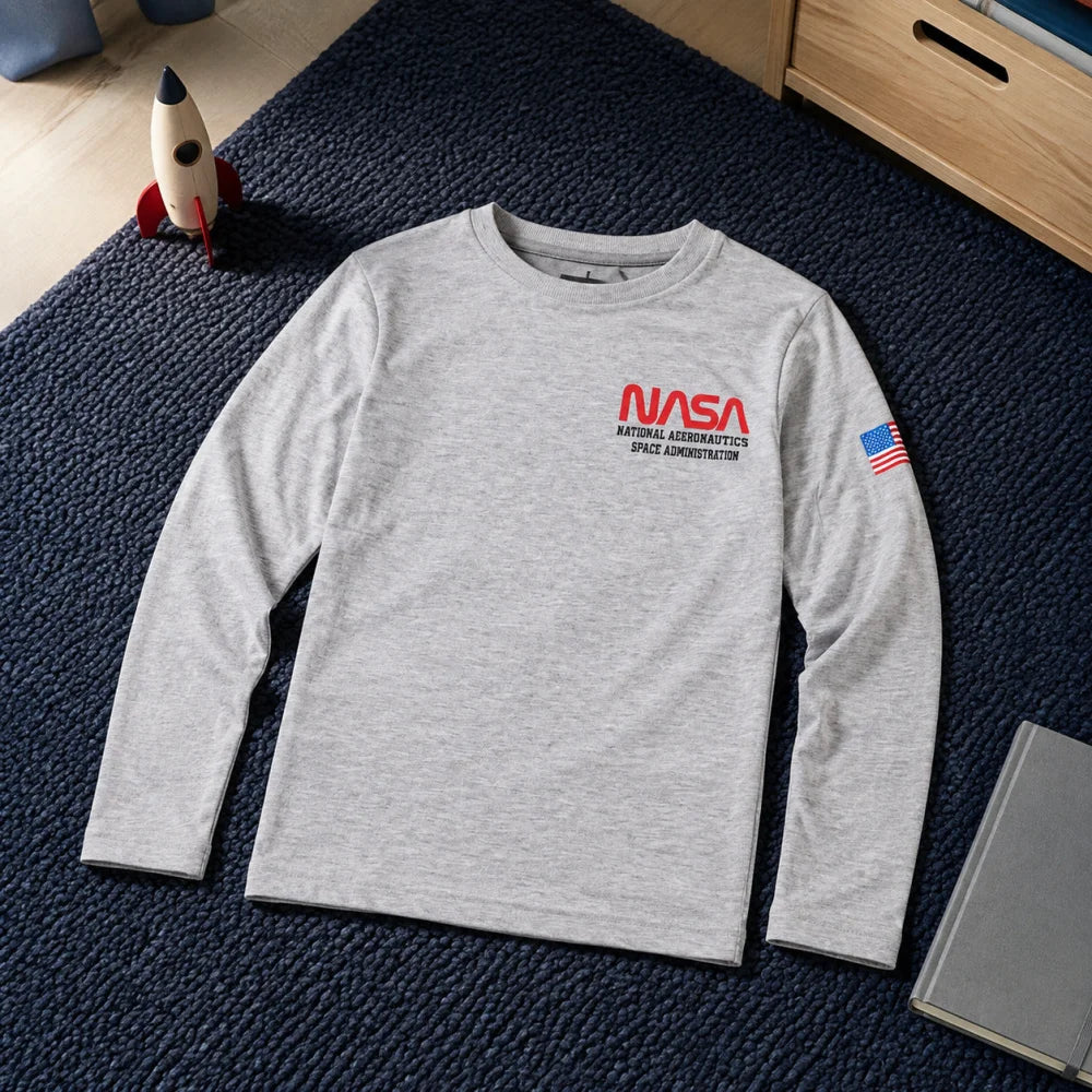 Print-Shirt NASA Space Center Kinder Jungen langarm T-Shirt Langarmshirt - WS-Trend.de