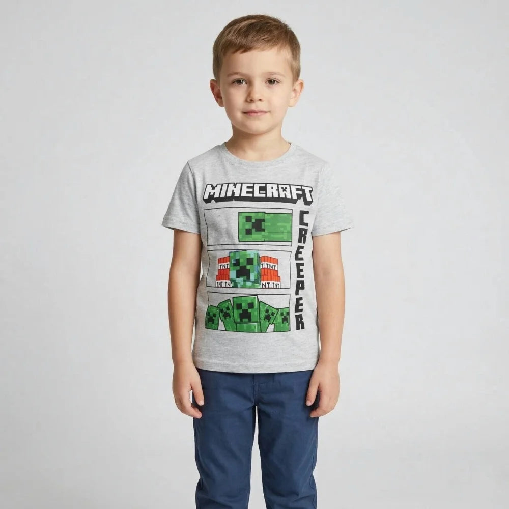 Minecraft Creeper Steve Kinder T-Shirt Kurzarm Shirt Baumwolle Gr. 116 - WS-Trend.de