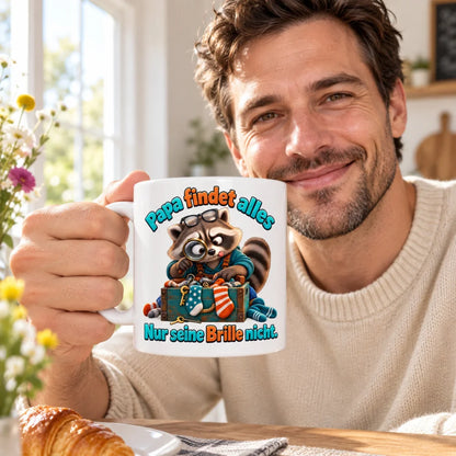 WS-Trend Waschbärpapa Kaffeetasse Keramik 330 ml Geschenk zum Vatertag - WS-Trend.de