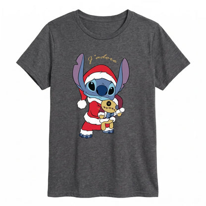 Disney Stitch Damen Weihnachten kurzarm Shirt T-Shirt Gr. S-XL - WS-Trend.de