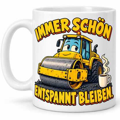 Baustellen Tasse Spruch Keramik 330 ml Geschenk Bauarbeiter beidseitig