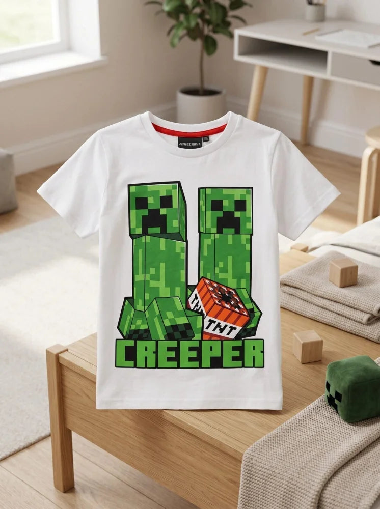 Minecraft Creeper Kinder T-Shirt Kurzarm Shirt Gr. 116 100% Baumwolle - WS-Trend.de