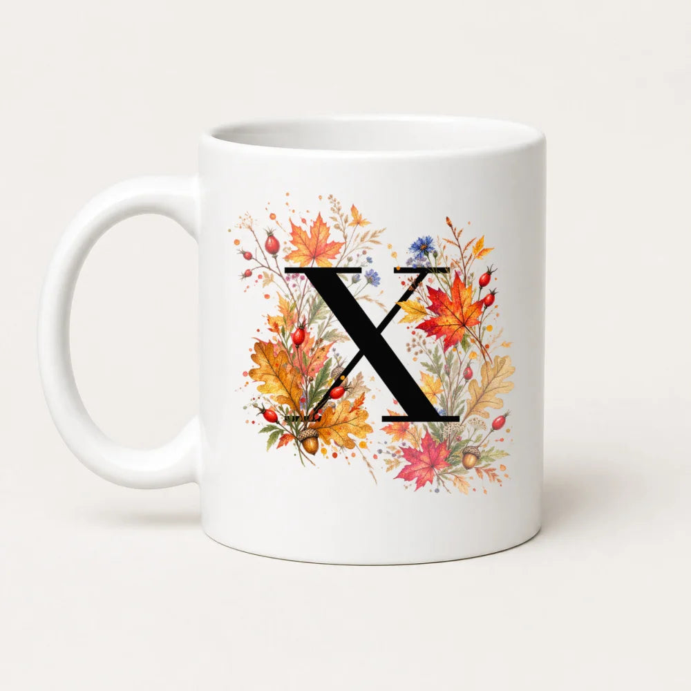 Herbst Tasse A-Z Buchstaben 325 ml Keramik Geschenkidee personalisiert - WS-Trend.de