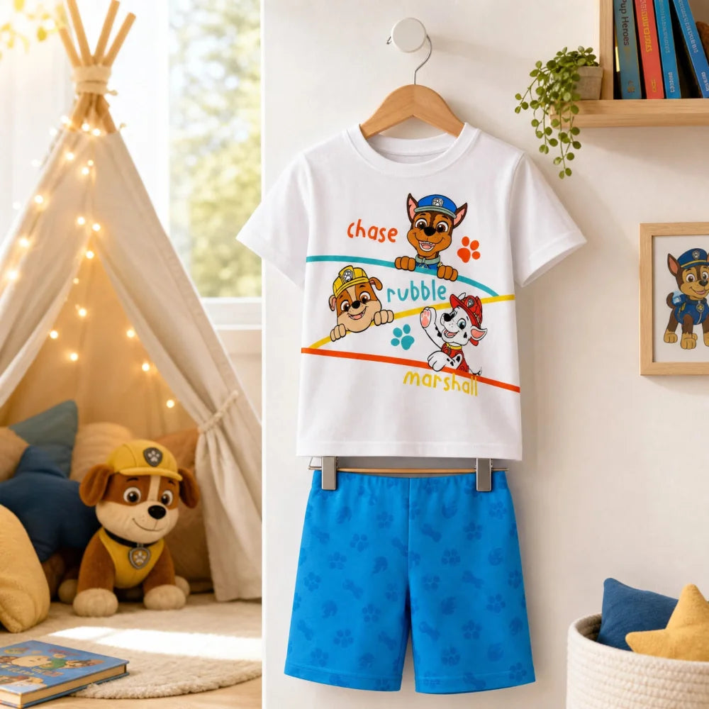 Paw Patrol Chase Kinder Jungen Schlafanzug Pyjama kurz Nachtwäsche 98-128 - WS-Trend.de