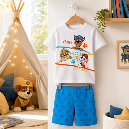Paw Patrol Chase Kinder Jungen Schlafanzug Pyjama kurz Nachtwäsche 98-128 - WS-Trend.de