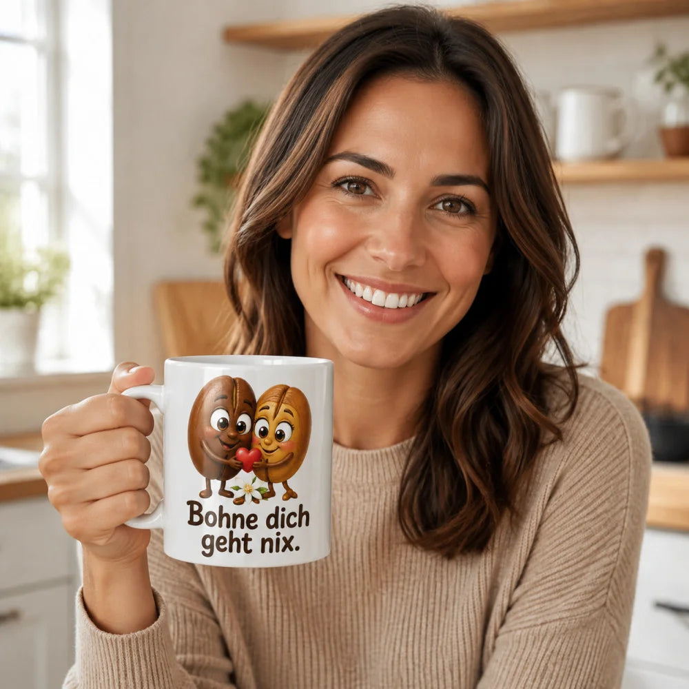 Bohnenfreunde Tasse - Geschenk mit Spruch - 330 ml beidseitig bedruckt - WS-Trend.de