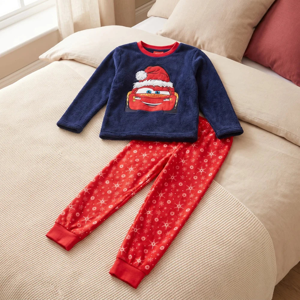 Disney Cars Lightning McQueen Weihnachts-Pyjama Coral-Fleece Größen 98–128 - WS-Trend.de